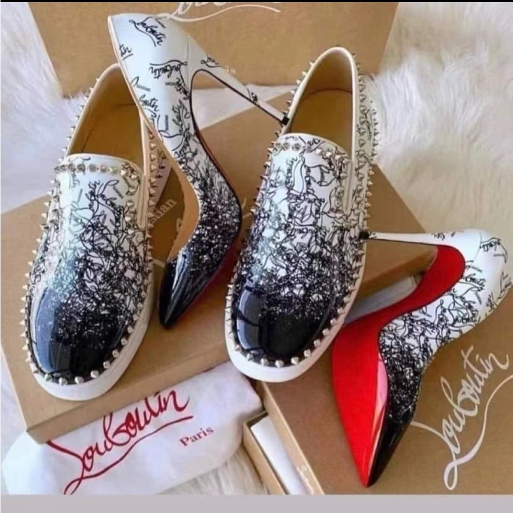 Designer “Like” Black and White Red Bottom Heels